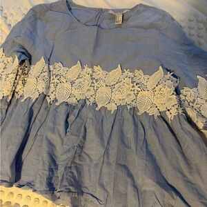 Forever 21 Striped Blue and White Top